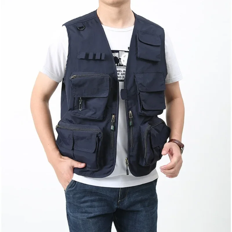 Embroidered Vest Fashion Hunting Large Size Men's Work Outdoor Sleeveless Jacket Clothing Casual Man Multi-pockets