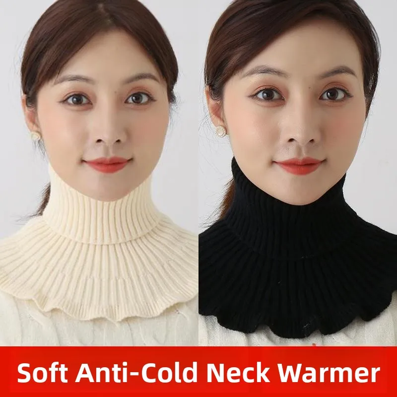 

Женский вязаный шарф-воротник Pamina: зимний модный аксессуар, защита от холода, роскошный имитационный воротник, согревающий.