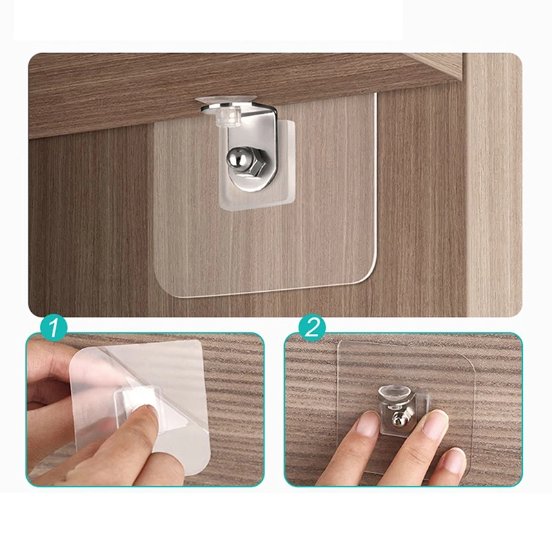 1Pc Stainless Steel Shelf Support Adhesive Shelves Clips Strong Partitied For Kitchen Cabinet Book Closet Bracket Clapboard