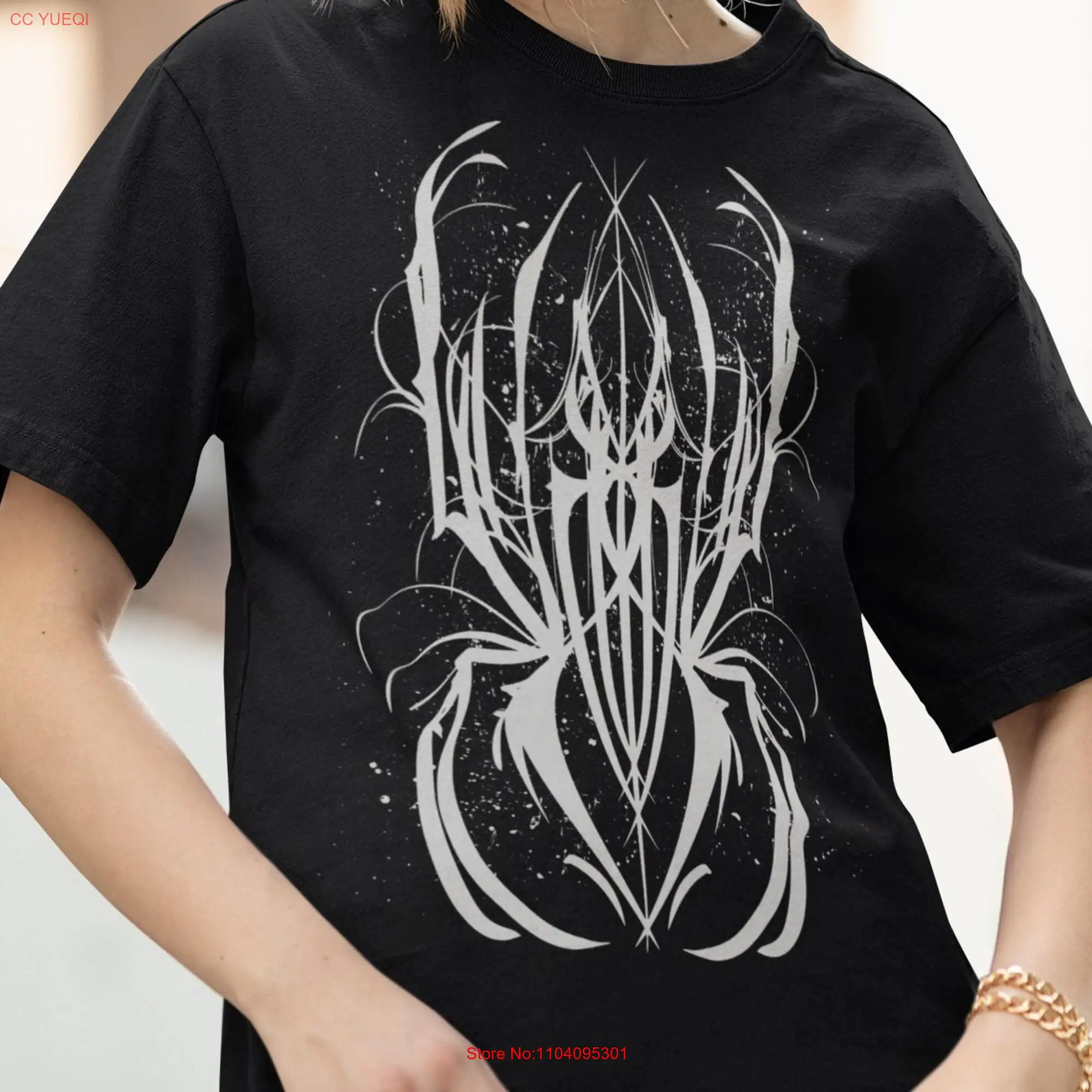 Dark Calligraphy shirt Goth art Spider T Black Design for long or short sleeves