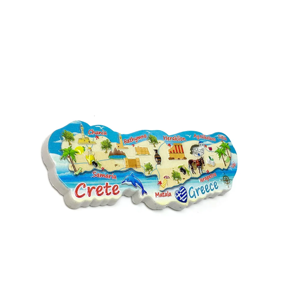 ‌ جزيرة كريت اليونانية ذات المناظر الطبيعية الخلابة مادة الراتنج المغناطيسية الديكور المغناطيسي تذكارية للسفر ‌