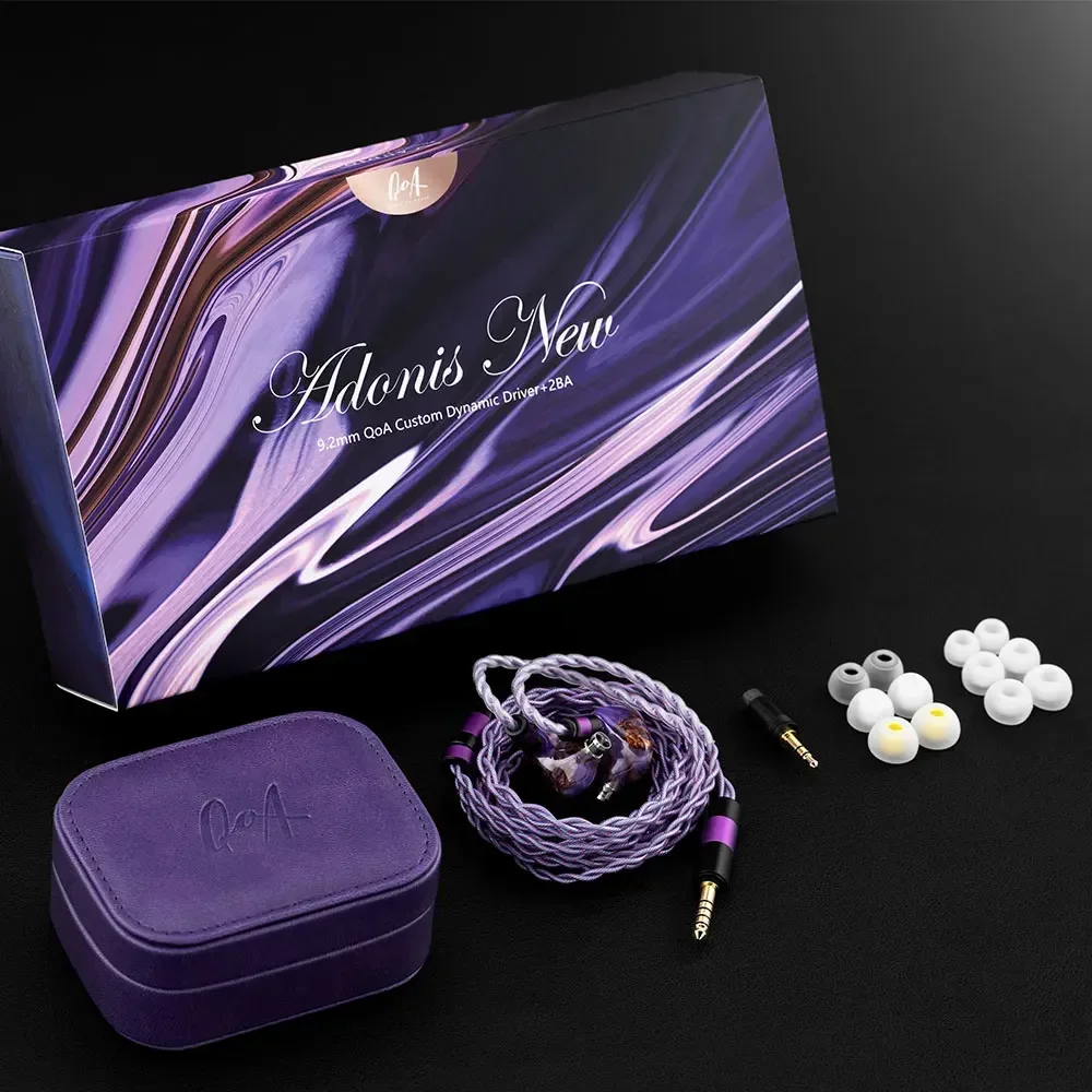 QoA Adonis 1DD + 2BA Hybrid New HiFi auricolari In-Ear Pinecone Resin Shell IEMs 3.5 + 4.4mm Plug 0.78 2pin Cable Kinera Headphone