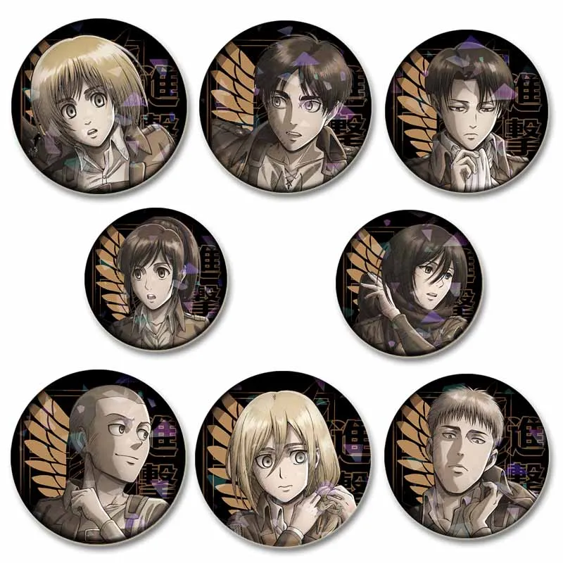 Attack on Titan Anime Brooches Erwin Eren Levi Lapel Pins Cartoon Cosplay Badge Gifts Accessories Backpack Clothes Decor Jewelry