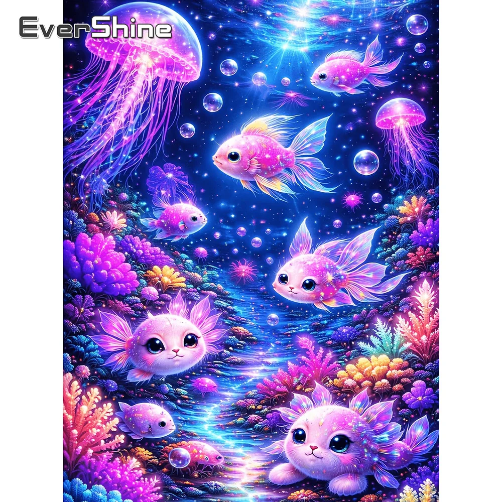Art Craft Jellyfish - Evershine Diamant-Malerei Fisch Tier Acryl Bastelbedarf