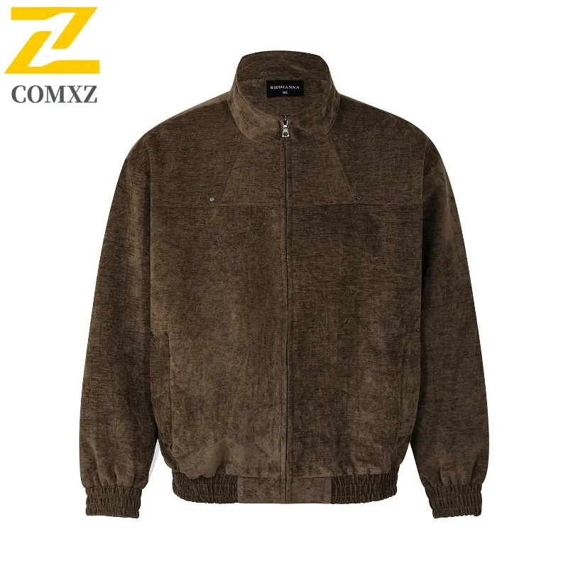 

COMXZ Man Clothes Jackets Loose Minimalist Gatherings Look Travel Edgy Windbreaker Jacket Daily Walk Premium Feature Coat