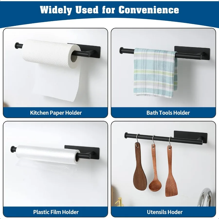 Paper Towel Holder Under Cabinet Paper Towel Holder for Kitchen Adhesive Paper Towel Roll Rack for Bathroom Towel Wall Mounted
