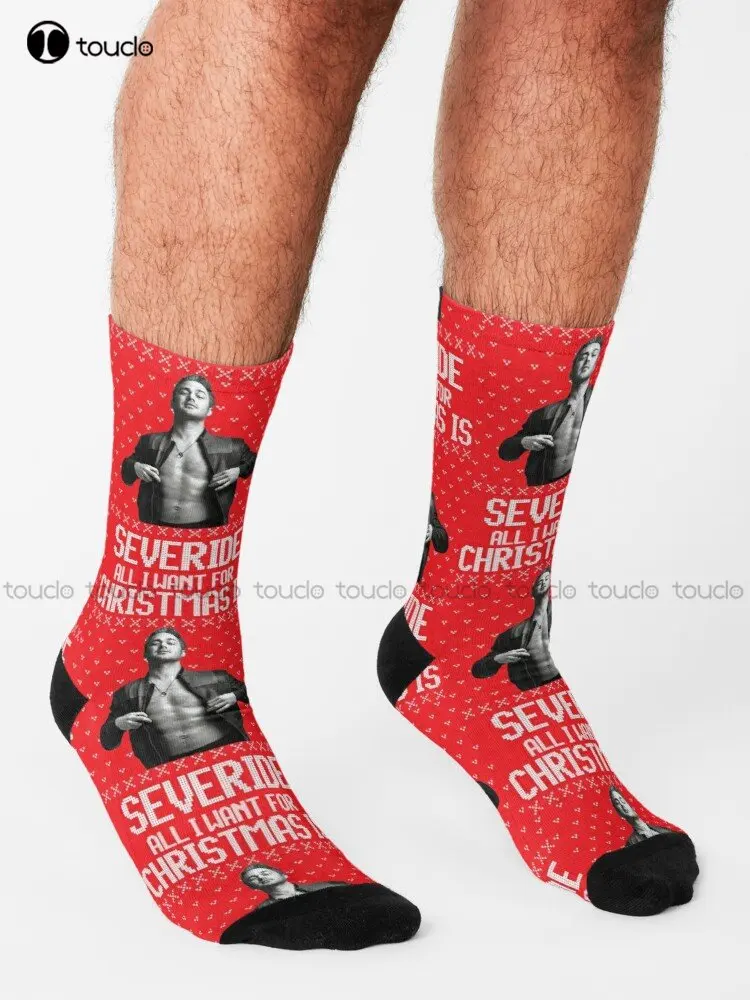 All I Want For Christmas Is Kelly Severide Leslie Shay Chicago Fire Christmas Socks Softball Socks Women 360° Digital Print