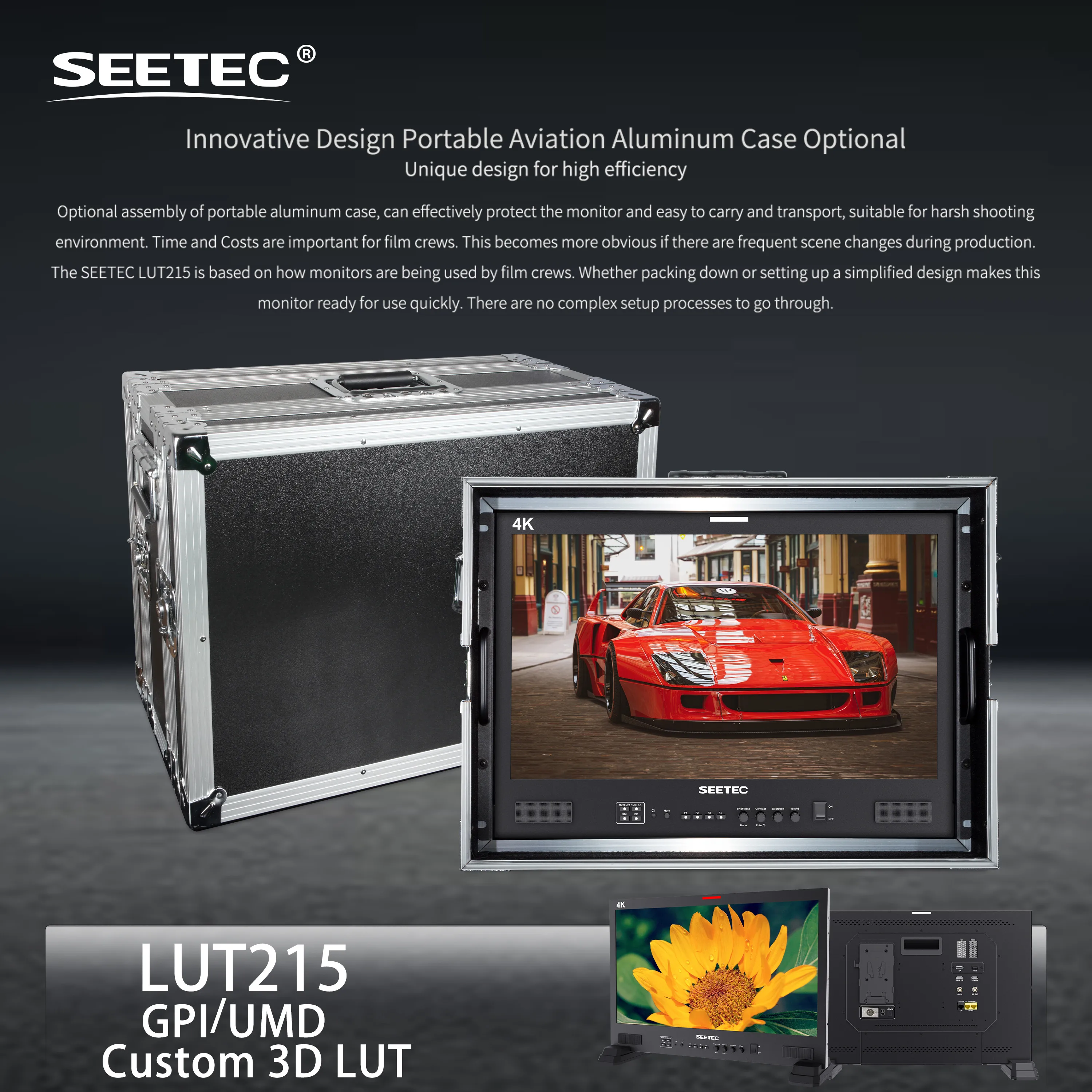 شاشة SEETEC LUT215 مقاس 21.5 بوصة ثلاثية الأبعاد LUT لمخرج البث HDR IPS لوحة SDI HDMI OEM المصنع مباشرة مع تخصيص الشعار