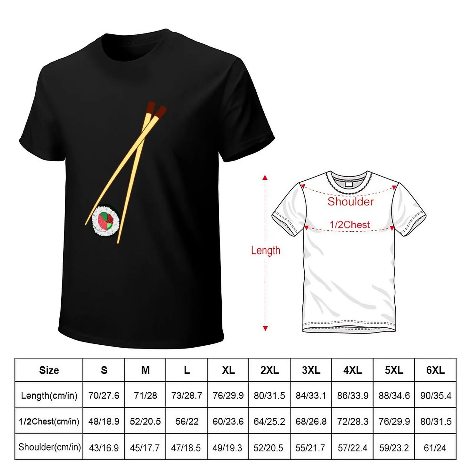 Chopsticks With Sushi Roll T-Shirt vintage graphic tee korean fashion cheap stuff customs Men's clothing