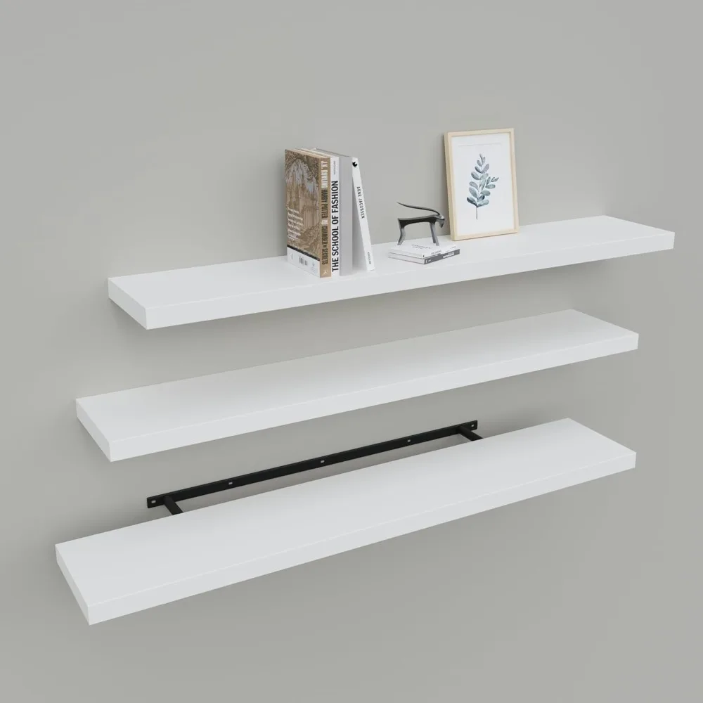 

Floating Shelves for Wall Set of 3, 36" White Wall Shelves for Home Decor, Frame Display Wall Mounted White Floating Shelf