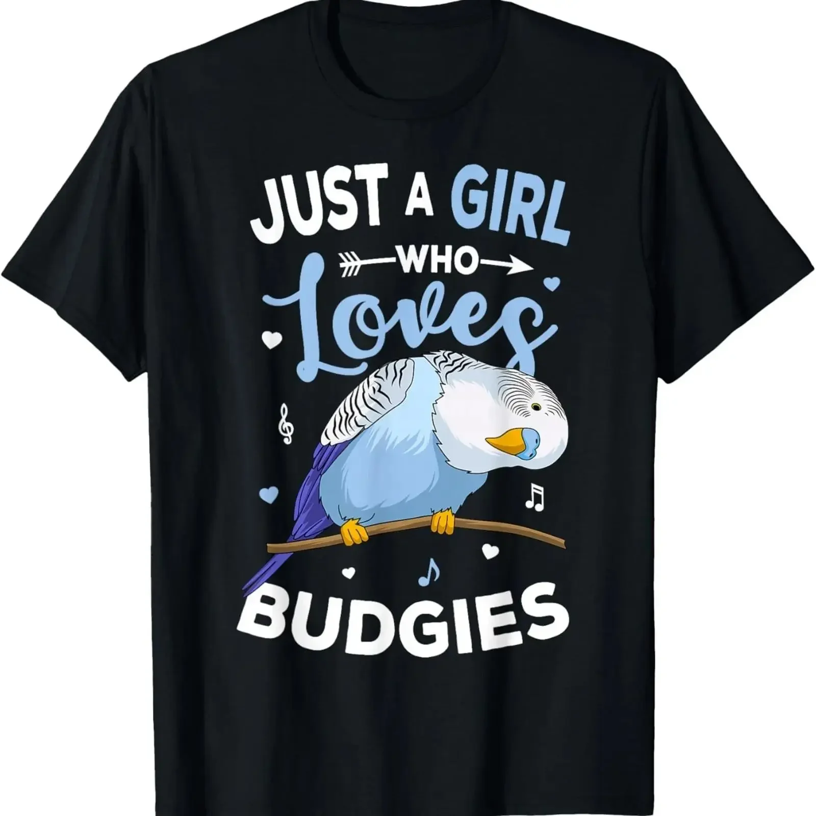 Just A Girl Who Loves Budgies Blue Parakeet Budgerigar Girls T Shirt vintage Washed Versatile Breathable Stretched fashion