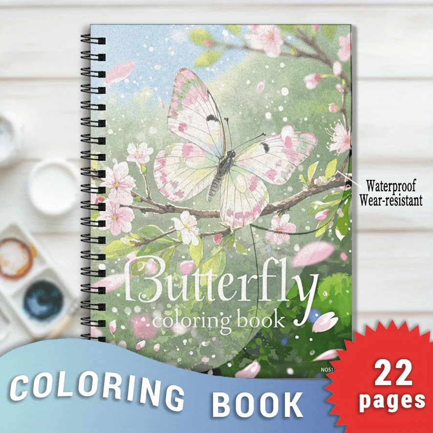 

Flowers And Butterflies Unzip Coloring Book 8.3x11.2 Inch Art Therapy Stress Relief Coloring Book with 22 Illustrations