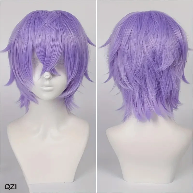 Synthetic Short Hair Cosplay Party Wigs Unisex BOB Wigs with Bangs Blonde Purple Halloween Costume Lolita Wig