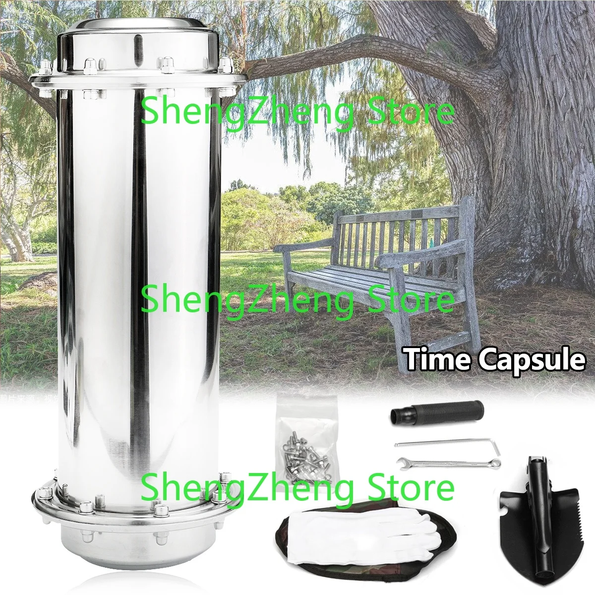 

13.5" Stainless Steel Time Capsule Waterproof Container/Storage Future Gift