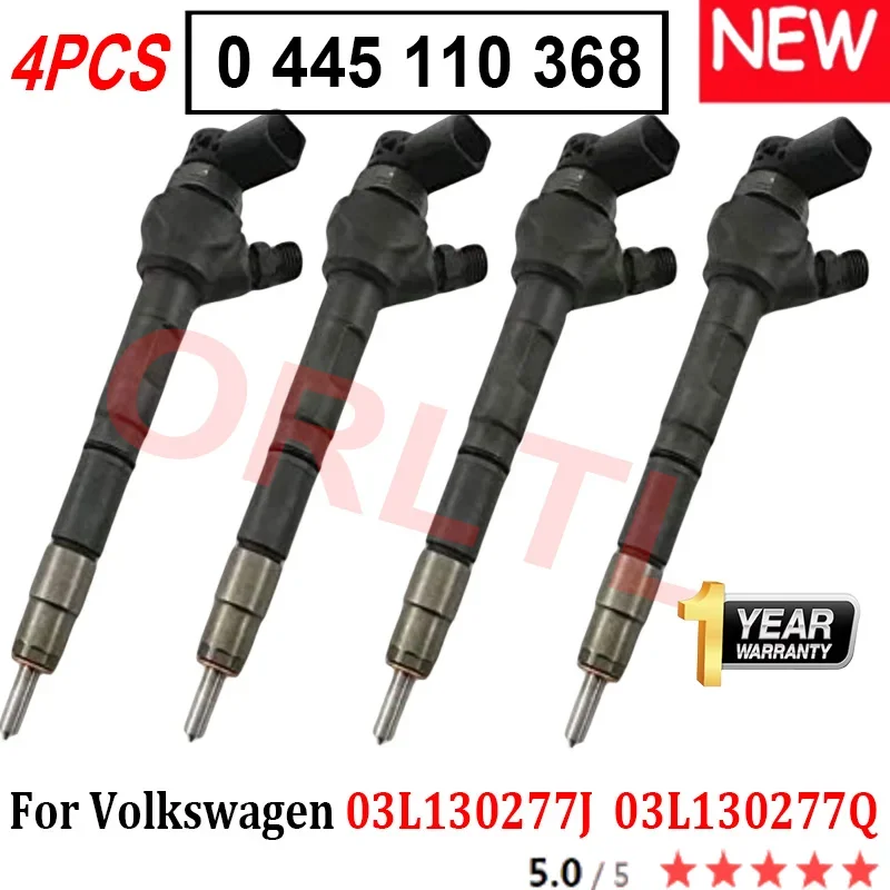 

4PCS 0445110368 Genuine Diesel Injector 0 445 110 368 03L130277J 03L130277Q For Volkswagen AMAROK 2.0/CADDY/GOLF 0445110369