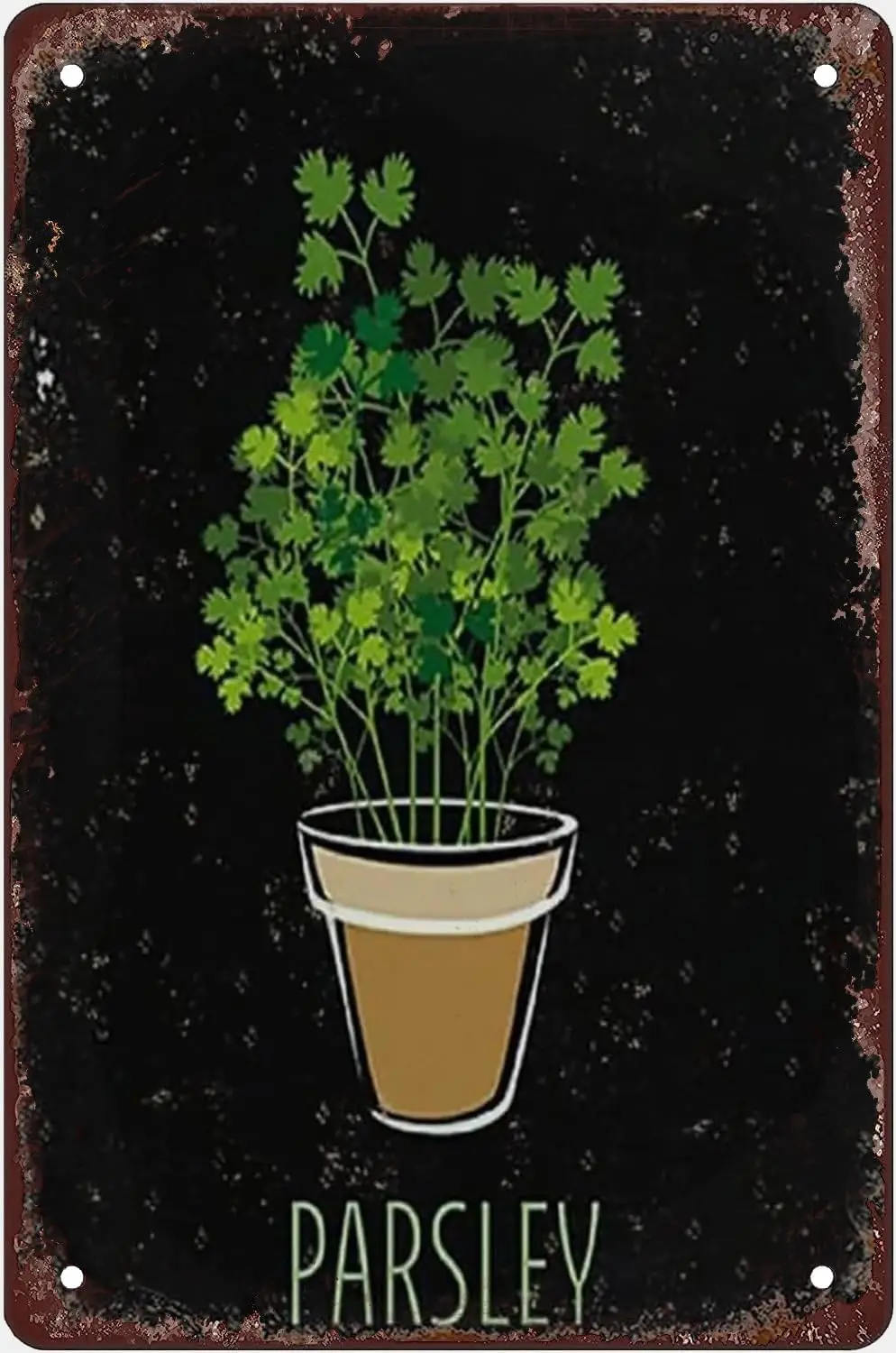 Metal Vintage Tin Sign Metal Sign Parsley Herb Kitchen Illustration Graphic Print Aluminum Tin Signs For Home Decor Vintage sign