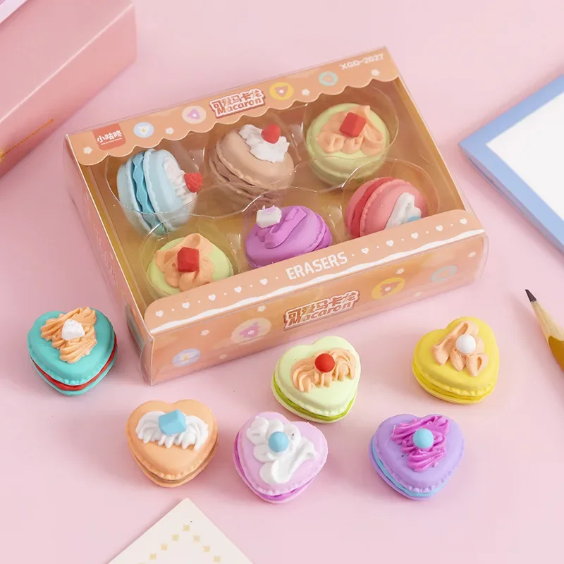 

15 set/lot Sweet Macaron Dessert Creative Rubber Eraser Kawaii Erasers School Supplies Stationery Kids Students Cool Prizes