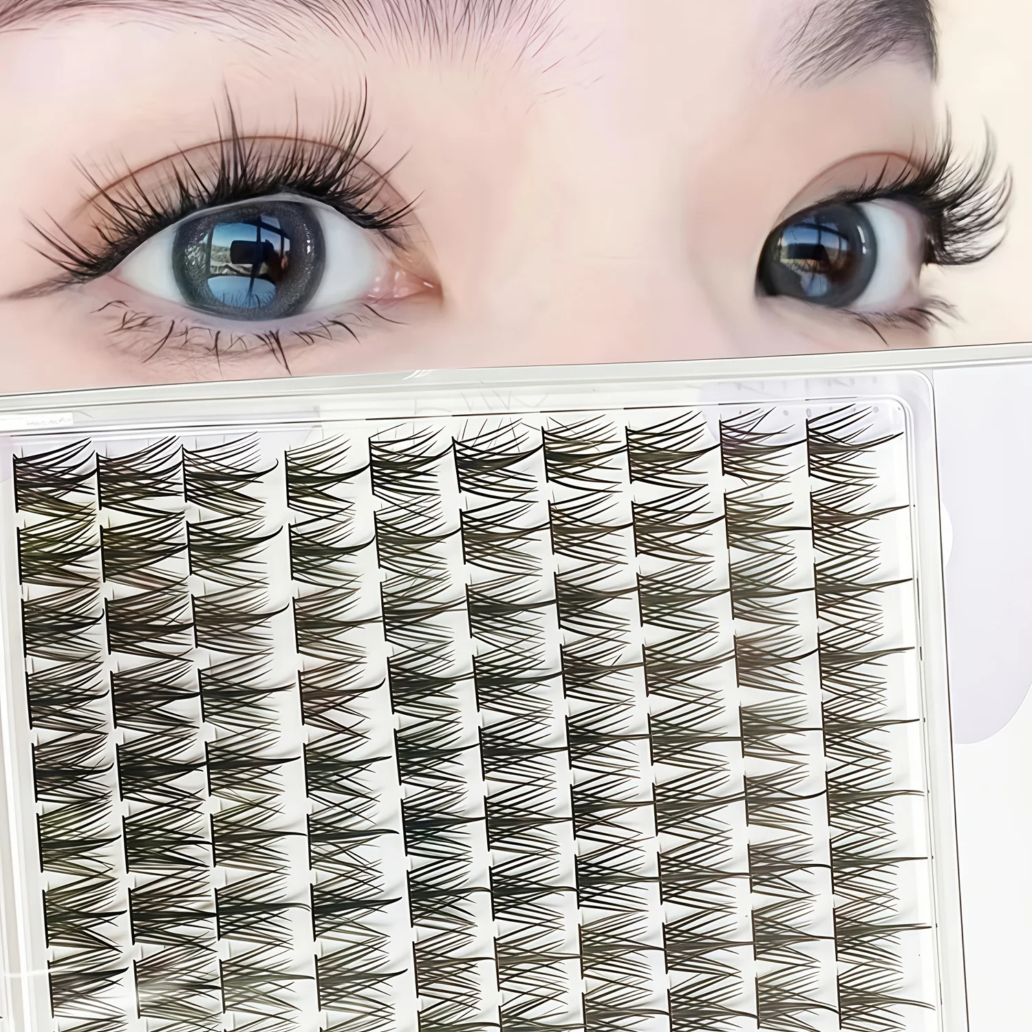 10 rows of comic eyelash cross demon style mixed race makeup with fake eyelashes