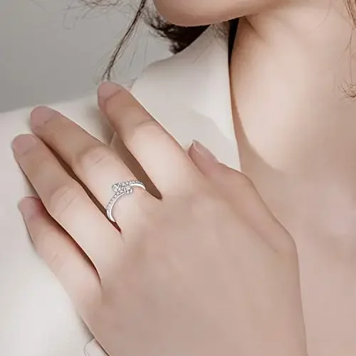 Anillo Simple de corazón eterno de bronce para hombres y mujeres, apertura cuadrada, Diamante brillante con incrustaciones, par de anillos, regalo de joyería para pareja