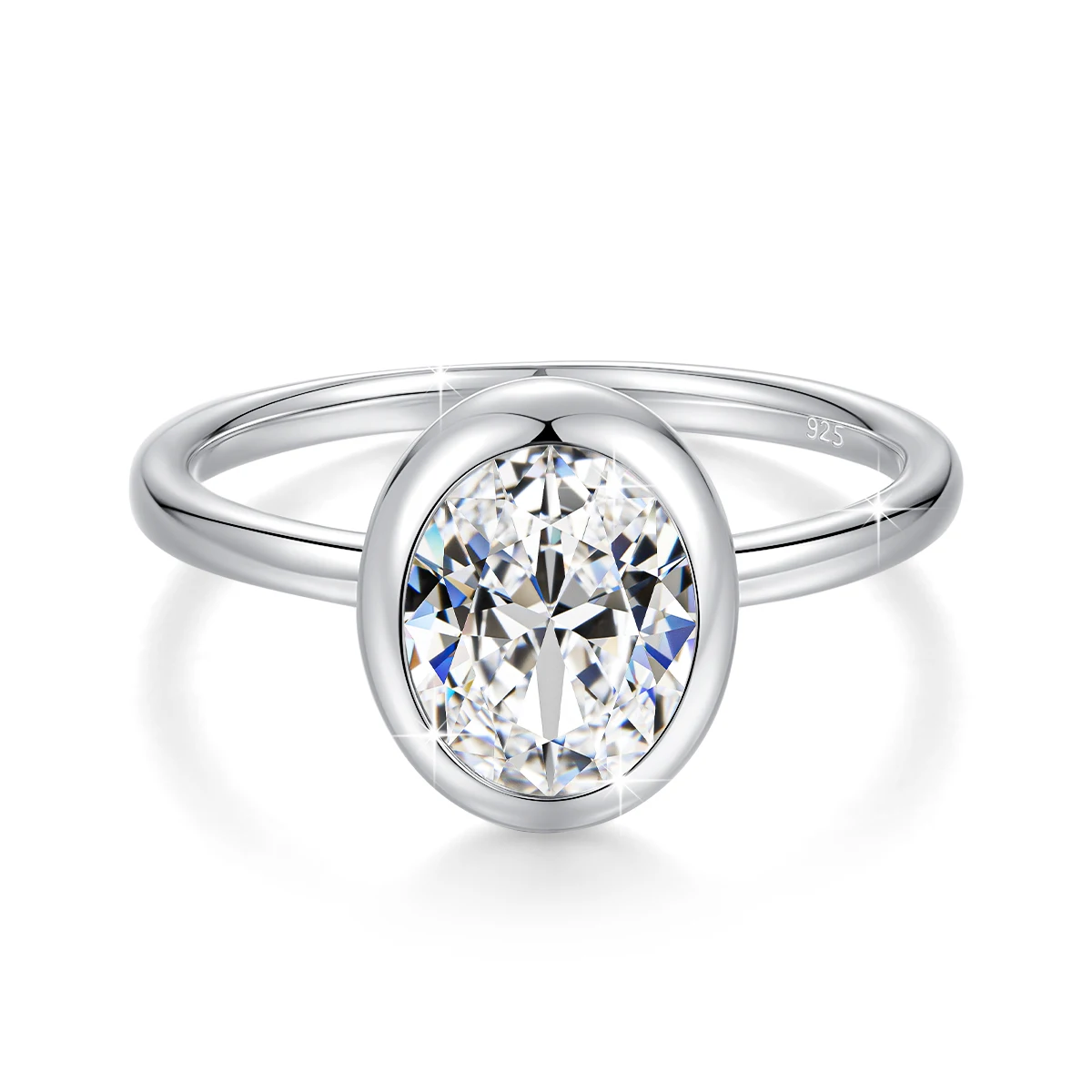 

2CT Oval Moissanite Rings for Women Solid 18K Gold Palted 925 Silver Bezel Set Wedding Band Engagement Christmas Gift Jewelry