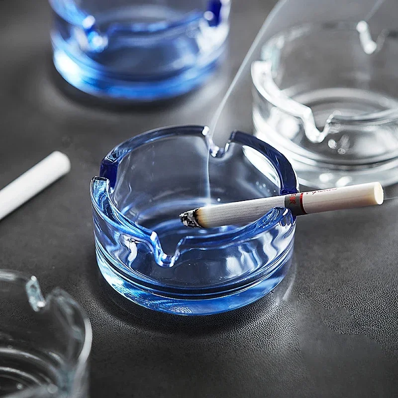 Lead-free Glass Ashtray Round Small Ashtray  Smoking Accessories Hotel Home Table Decoration for Woman