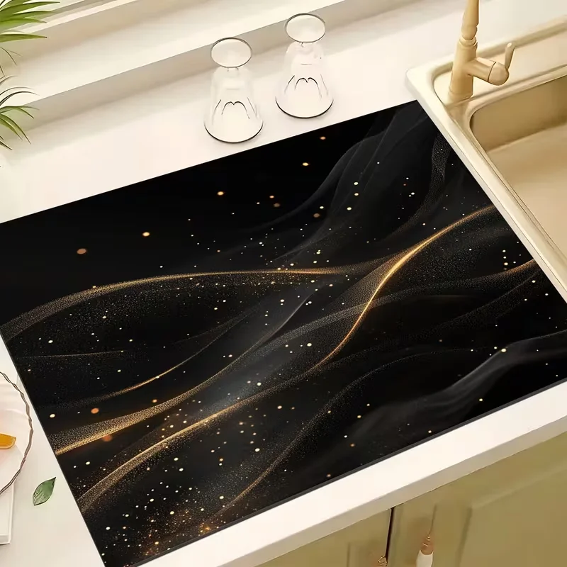 Fashionable and Creative Geometric Line Drainage Pad Tableware Drying Pad Kitchen Pad Bowl and Plate Drying Pad Laundry Room Pad
