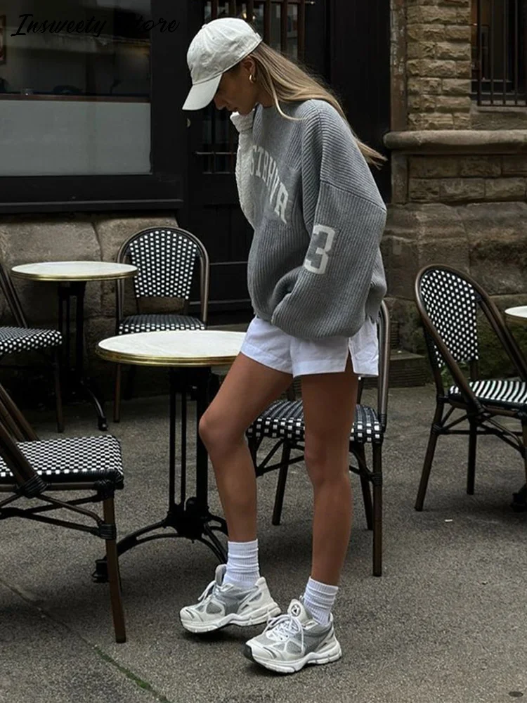  موضة رسالة الجاكار متماسكة البلوز المرأة كبيرة الحجم طويلة الأكمام س الرقبة الكلاسيكية سترة 2025 الخريف سيدة جديدة ملابس خارجية غير رسمية #2