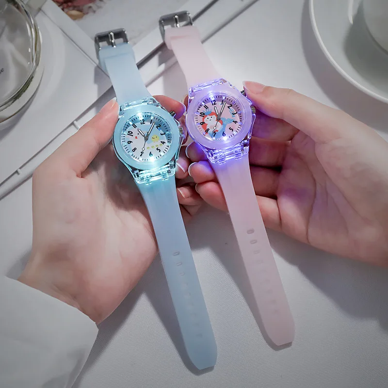 UTHAI BK146 New Cartoon Animal kids watch with Luminous Light, Silicone Flashing Light, Quartz Watch Children's watch