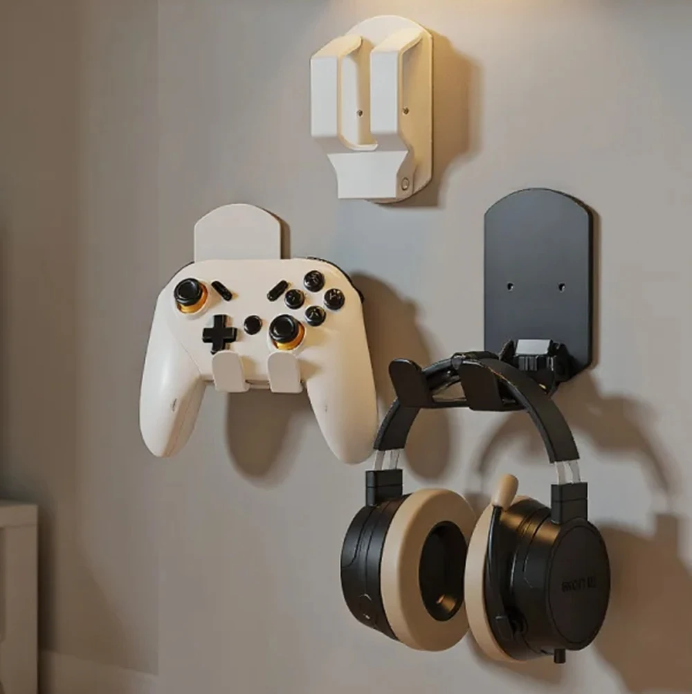 Suporte Adesivo de Plástico para Fone de Ouvido, Gancho de Parede para Montagem Sob a Mesa, Suporte para Headset de Jogos