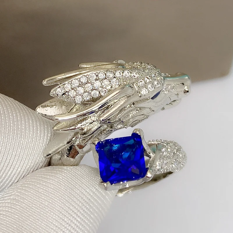 New Arrival Tyrannosaurus Ring Female Party Bijou Luxurious Stones Dragon Ring S925 Sterling Silver Women Finger Accessories