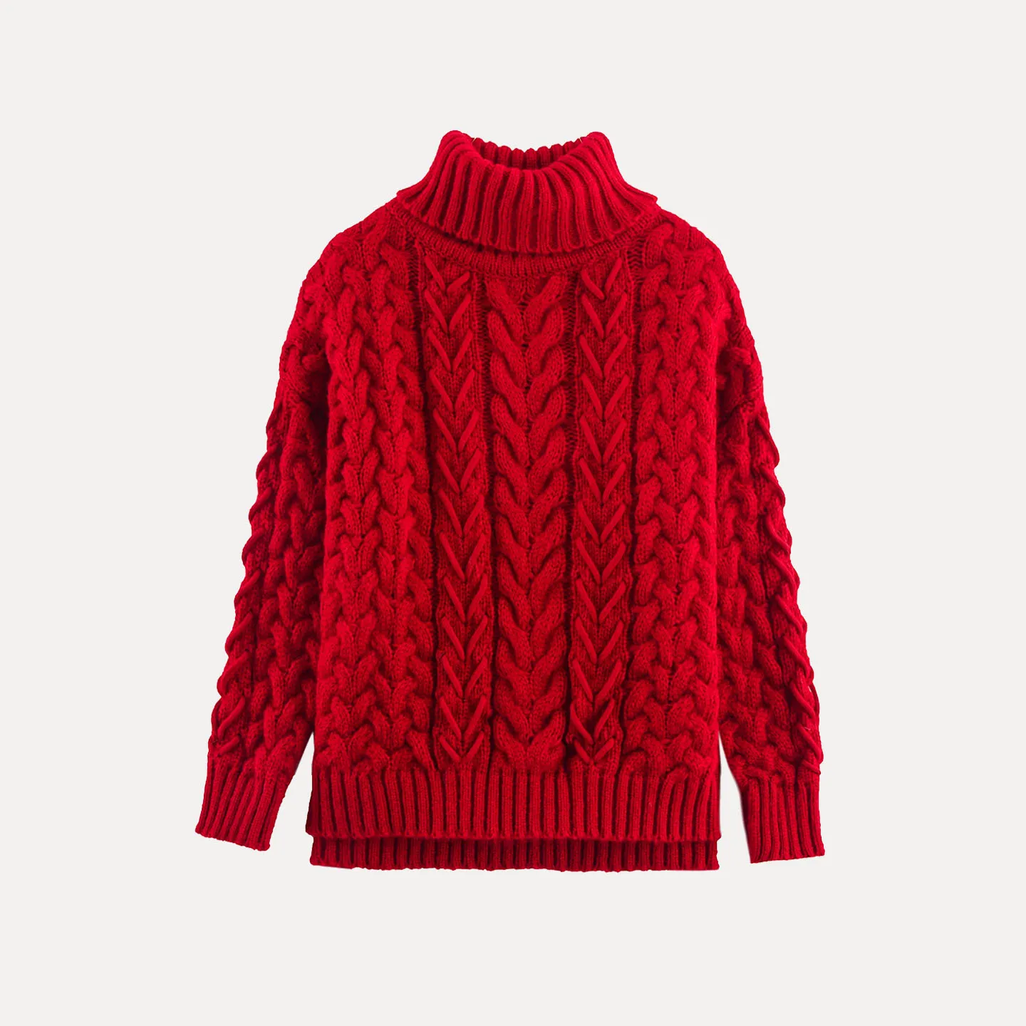 

Women's Knitted Off-oulder Sweater Summer 2025 High Collar Long Sve Pullover Rope-Tied Knot Design Polyester Fiber