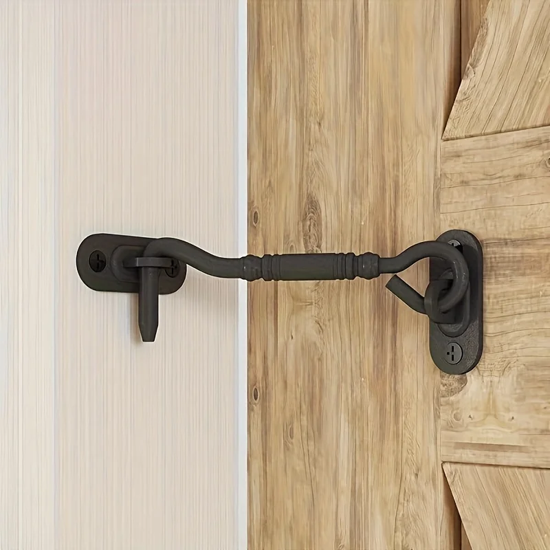 Heavy-Duty Metal Privacy Hook Lock Sliding Barn Door Window-Specific Durable Rust-Resistant Barn Door Latch Sliding Door Lock