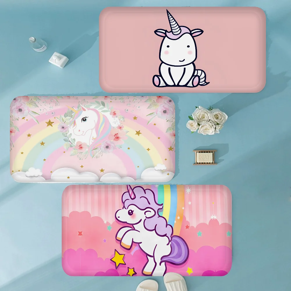 

Mini Girly Unicorn Door Mat Washable Non-Slip Living Room Sofa Chairs Area Mat Kitchen Bedside Area Rugs