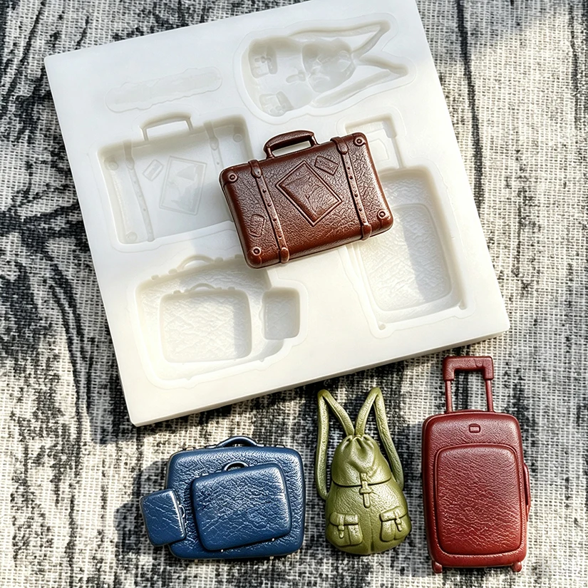 Molde de Silicone para Resina em Formato de Maleta, Mochila e Maleta de Viagem, Ferramentas para Confeitaria, Molde para Cupcake, Ferramentas para Decoração de Bolos com Fondant