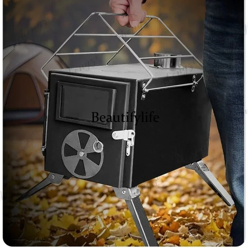 Q181 Stainless steel walker outdoor wood stove viewing stove camping picnic portable tent heating
