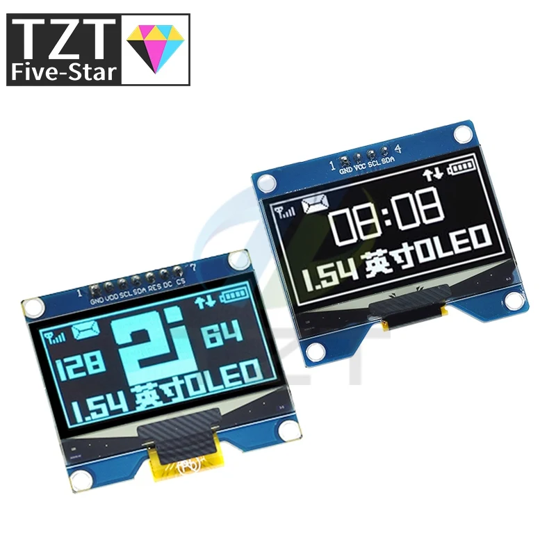 1.54 inch 4PIN 7PIN White Blue Yellow OLED Screen Module TZT  CH1116 / SSD1309 Drive Compatible for SSD1306 SPI Interface 128*64