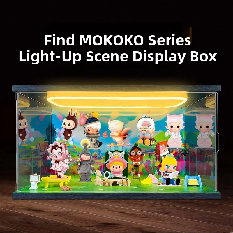 acrylic-display-storage-box-for-figurines-with-light-eight-polygon-and-shapes-side-opening-book-type-opening