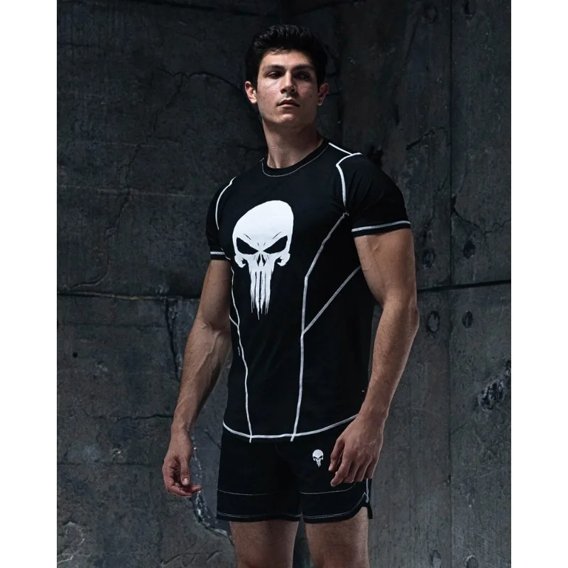 Costumes de cosplay de films, super-héros, imprimé Skull Punisher, tissu doux et confortable, modelage du corps, taille maximale 6XL
