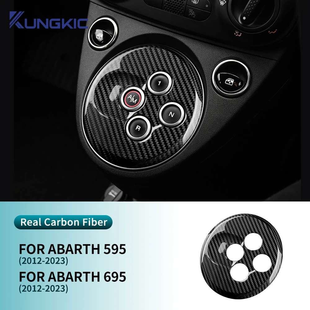 Real Hard Carbon Fiber Sticker For Abarth 595 695 2012-2015 2016 2017 2018 2019 2020 2021 2022 2023 Automatic Gear Shift Panel ﻿