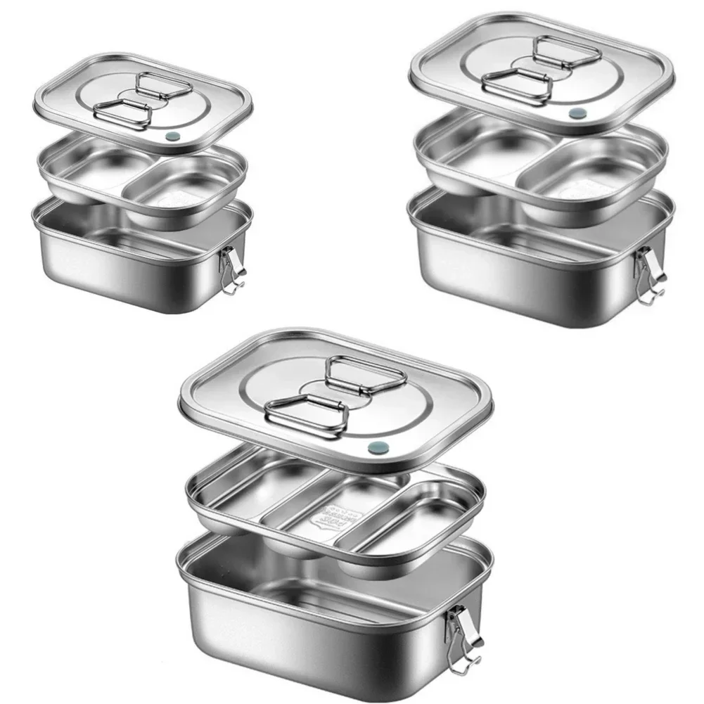 تصميم مانع للتسرب صندوق غداء من الفولاذ المقاوم للصدأ مقاوم للتسرب أدوات تنظيف منزلية واسعة بطبقة مزدوجة #6