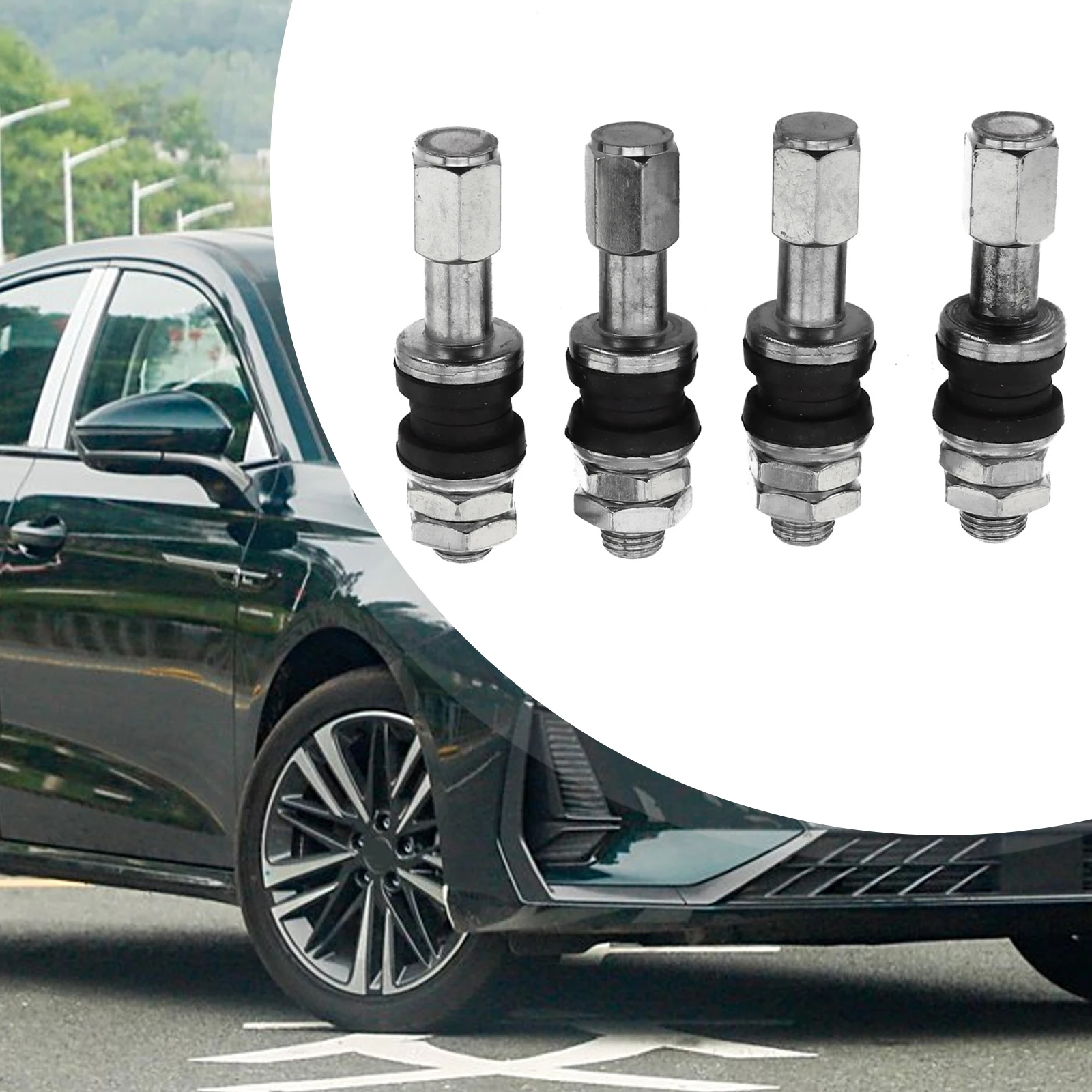 4 قطعة TR48e سيارة الترباس المسمار على قضيب صمام الإطارات الكروم معدن ارتفاع ضغط فلوش ث/غطاء اكسسوارات السيارات