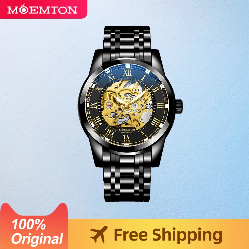 MOEMTON Original Automatic Mechanical Men\'s Watch Stainless Steel Watches Leisure Sports Watchs 3Bar Waterproof