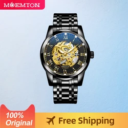 MOEMTON Original Automatic Mechanical Men's Watch Stainless Steel Watches Leisure Sports Watchs 3Bar Waterproof