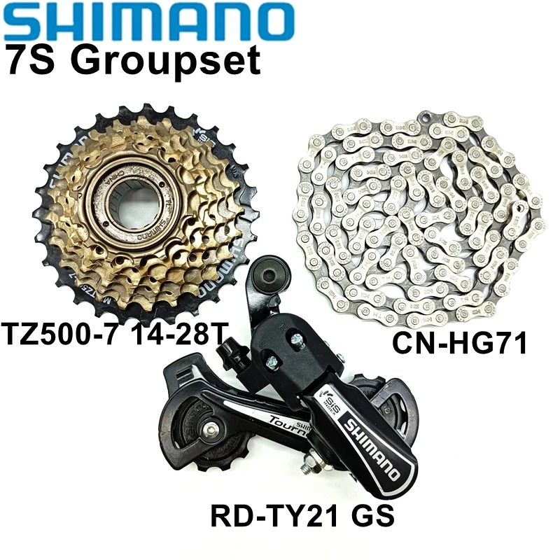 Shimano TY21 7 Speed Groupset RD-TY21 GS Bike Rear Derailleur TZ500-7 Cassette 14-28T 14-34T CN-HG71 Bike Chain 112L