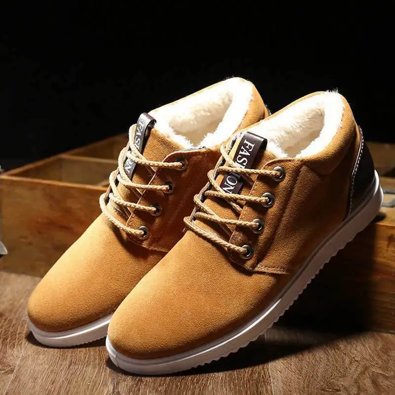

Men's cotton shoes 2025 new winter men's retro lace up warm trend with plush high rise cotton shoes for men