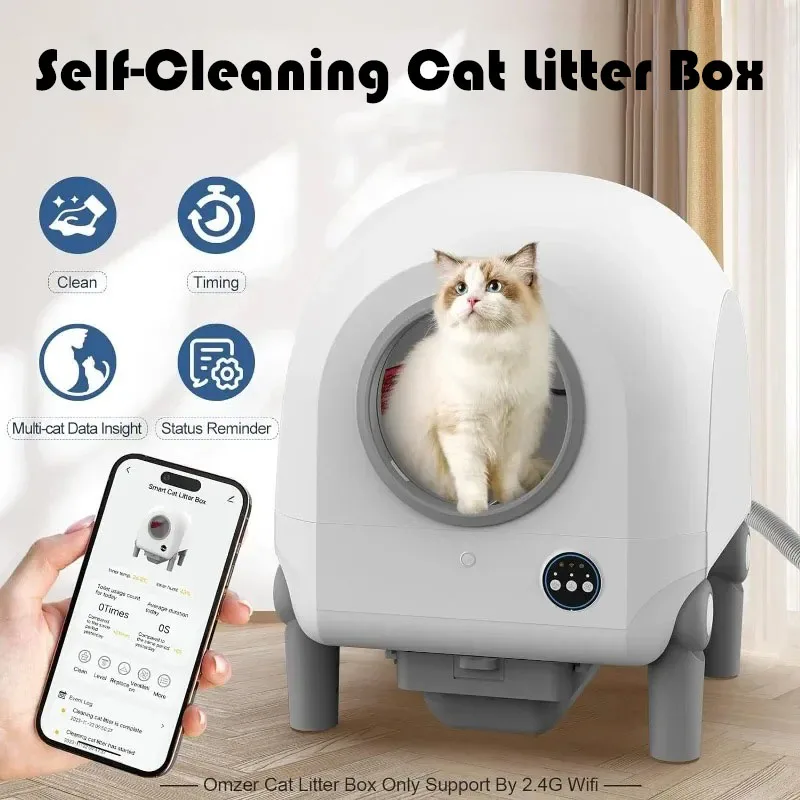 68L Automatic Cat Litter Box with Camera Self-cleaning Litter Box Closed Cat Tray Oversized App Remote Control Smart Pet Product