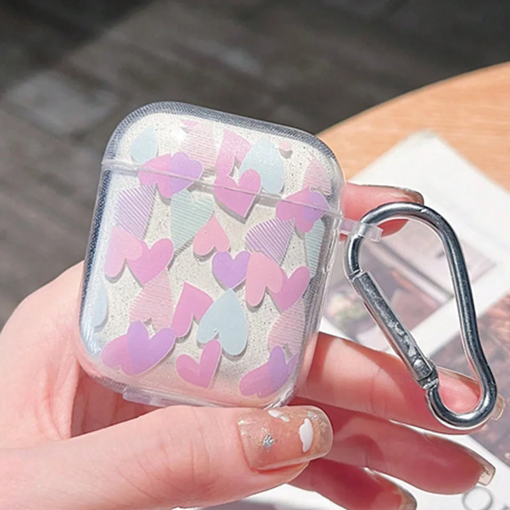 

INS Cute Heart earphone case for Apple AirPods Pro Wireless Clear Earphones Cover for airpods 3 Air Pods pro 2 case with Hook