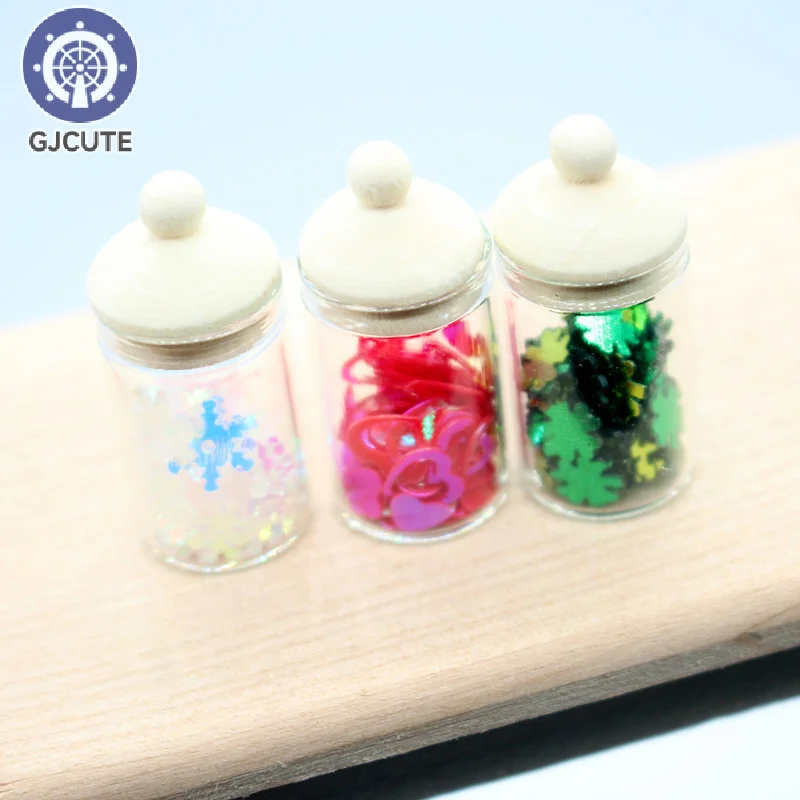 3Pcs Dollhouse Simulation Christmas Cork Glass Jar Festival Decoration Mini Model Play Toys Life Scene Model Accessories Props