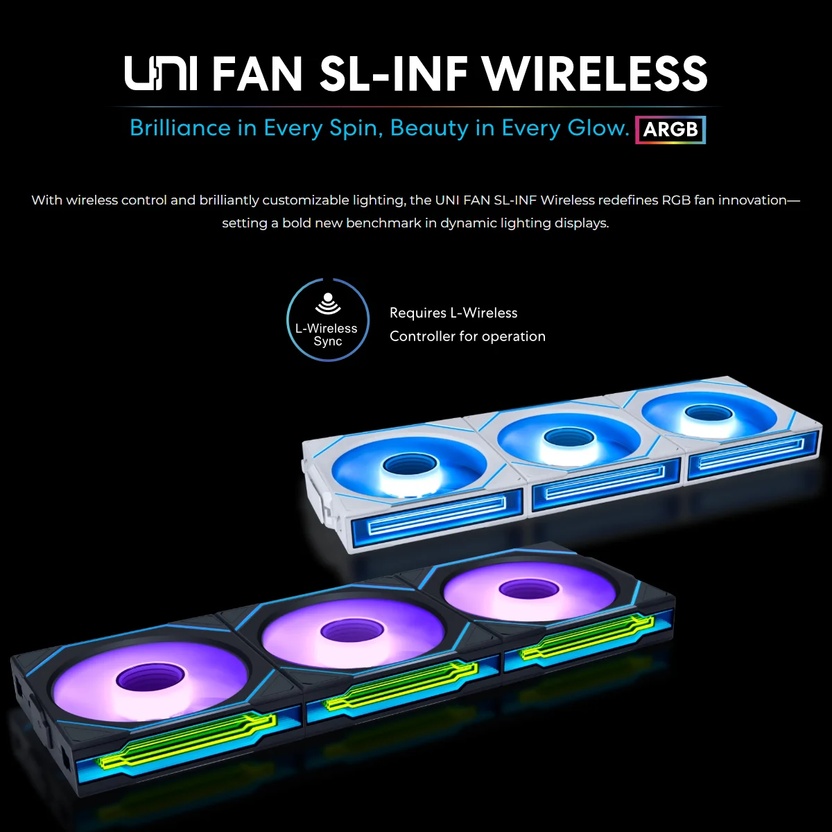 lianli-uni-fan-sl-inf-wireless-120mm-computer-case-fan-water-cooled-fan-5v-argb-light-emitting-fan