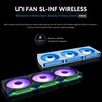 LIANLI UNI FAN SL-INF Ventilador inalámbrico para caja de computadora de 120 mm, ventilador refrigerado por agua, ventilador emisor de luz ARGB de 5 V.